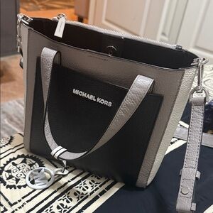 Michael Kors Black and Silver Shoulder Bag